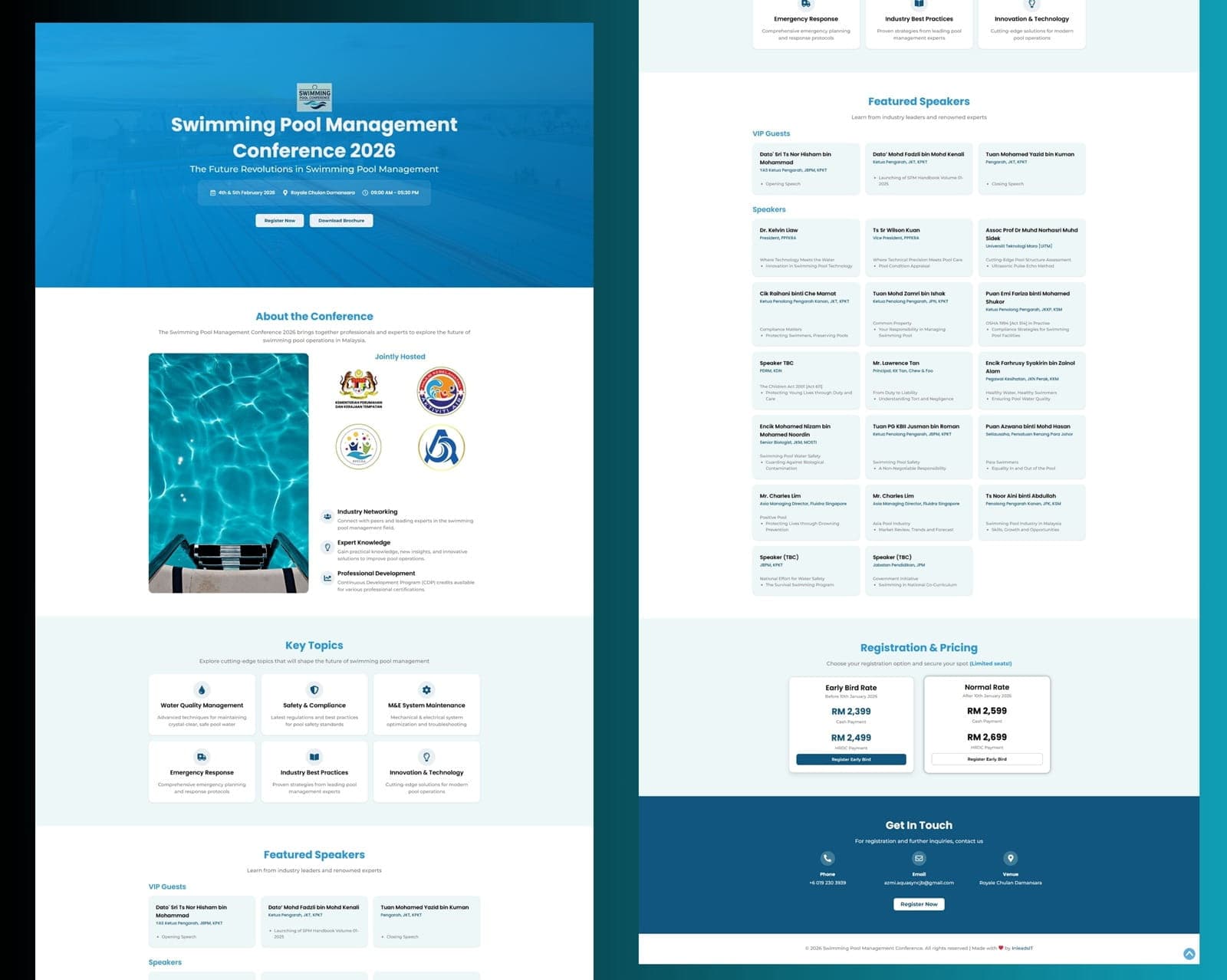 Conference Landing Page Design | Swimming Pool Management 2026