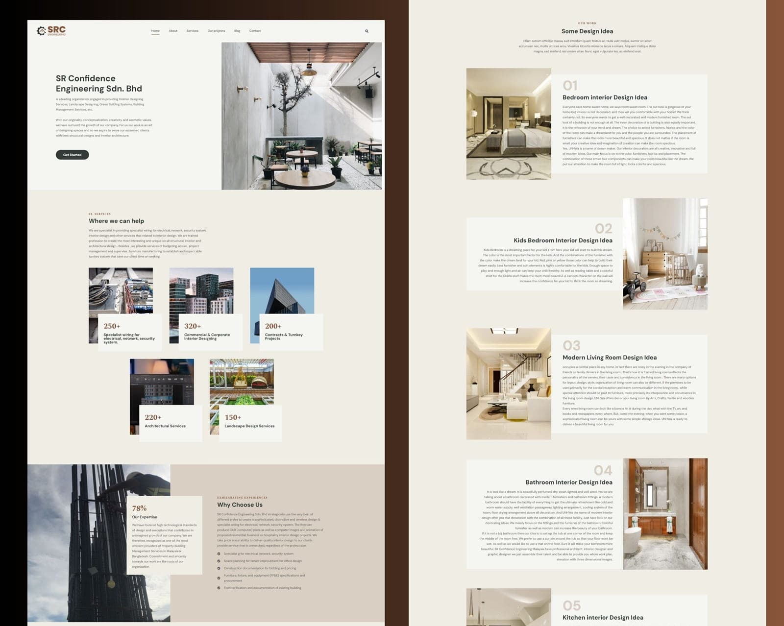 Engineering & Interior Design WordPress Website | SR Confidence